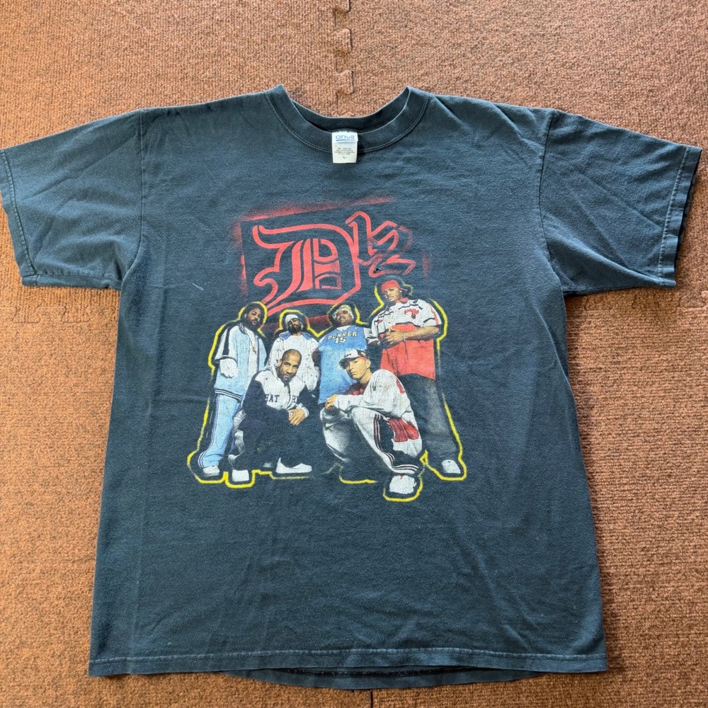 Vintage D12 Eminem Hip Hop Graphic T-Shirt Black‎ Anvil Men Large Rap Tee 2000s